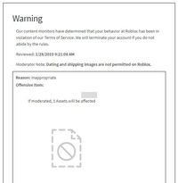Ban Warning Roblox Wiki Fandom - roblox avatar warning