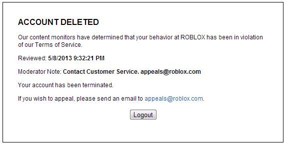 Account moderation, Roblox Wiki