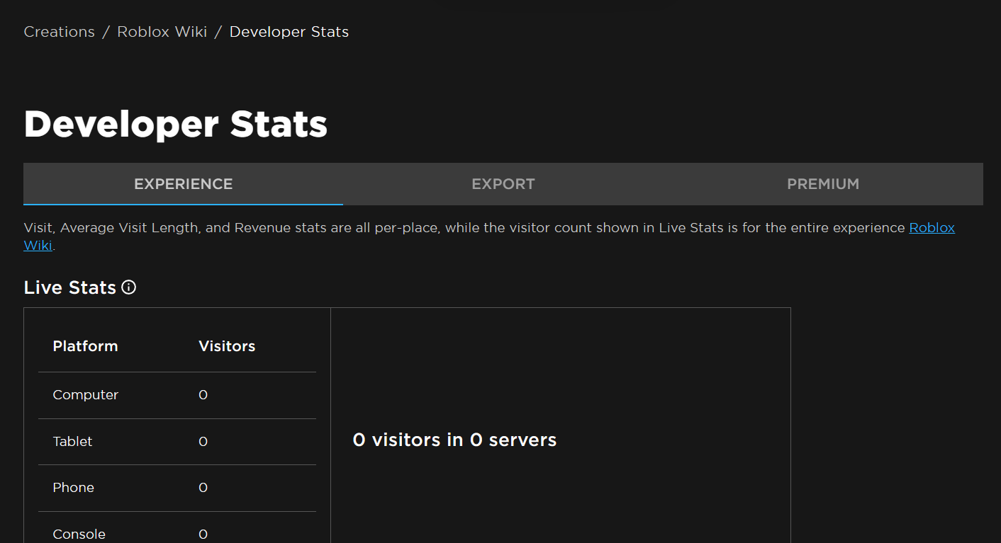 How to view game statistics on Roblox - Developer Stats