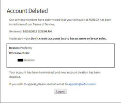 Ban Roblox Wiki Fandom - roblox ban system
