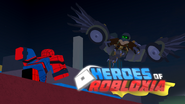 The new banner for Heroes of Robloxia showing Spider-Man Vs Vulture.