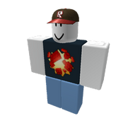 A 2011 character wearing the Red Roblox Cap and the Bloxxer T-Shirt.