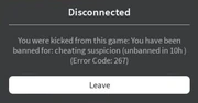 A temporary in-experience ban for suspected cheating.