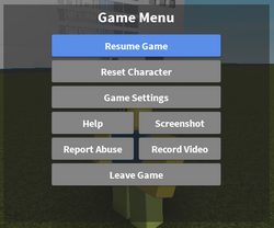 Menu, Roblox Wiki