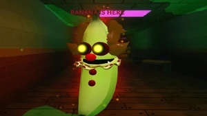 Игрок со скином для банана в виде клоуна-убийцы