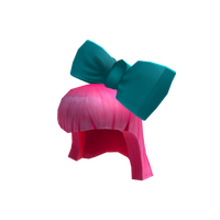 Catalog Pink Hair With Giant Cyan Bow Roblox Wikia Fandom - so super excited pink roblox wikia fandom powered by wikia