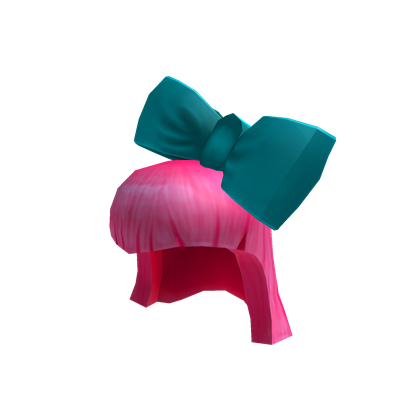 Catalog Pink Hair With Giant Cyan Bow Roblox Wikia Fandom - roblox ice cream hair