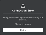 Roblox connection error sorry there was a problem reaching our