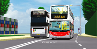 港鐵Enviro500 (809, NH2745) 與勞鐵 Volvo B8L (V22, WJ9009)行駛常規K20線