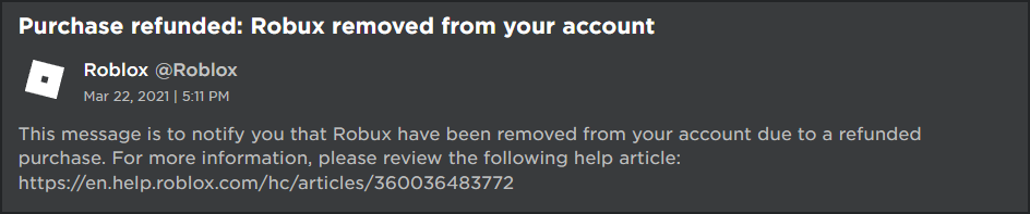 Refund Access - Roblox