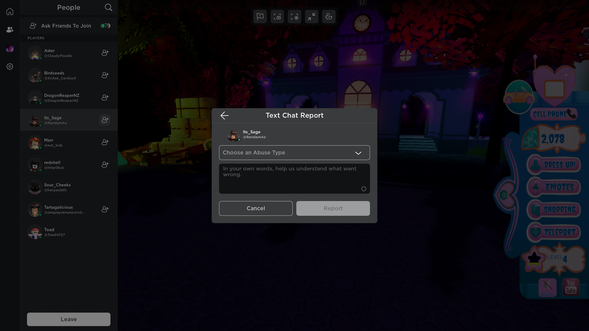 List of undocumented Roblox game client menus and their keybinds