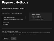 Ad Credit conversion screen