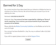 Banned for 1 day