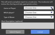 The report abuse GUI from 2014 to December 2015.