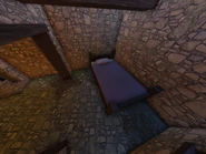 The small bedroom in the medium-sized house.