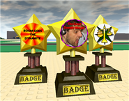 Image of possibly the first 3 player badges, uploaded on Shedletsky's X. They were uploaded to telamon's big world on the test.roblox site. They were prototype badge awarders each one contained a badge id in it 4052226, 4052222, and 4052213 these were uploaded to the test.roblox.