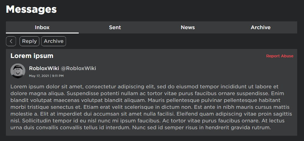 Messages, Roblox Wiki