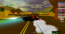 A car drifting in Robloxia V2, note the enhanced textures and graphics (2021)