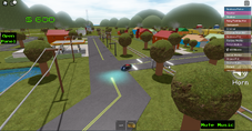 A view of Robloxia V2 during the day which includes houses and buildings, note the enhanced graphics and textures (2021)