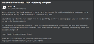 Report Abuse Roblox Wiki Fandom - roblox fast track report program