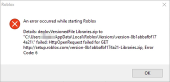 Error Roblox Wikia Fandom - http 400 bad request roblox studio