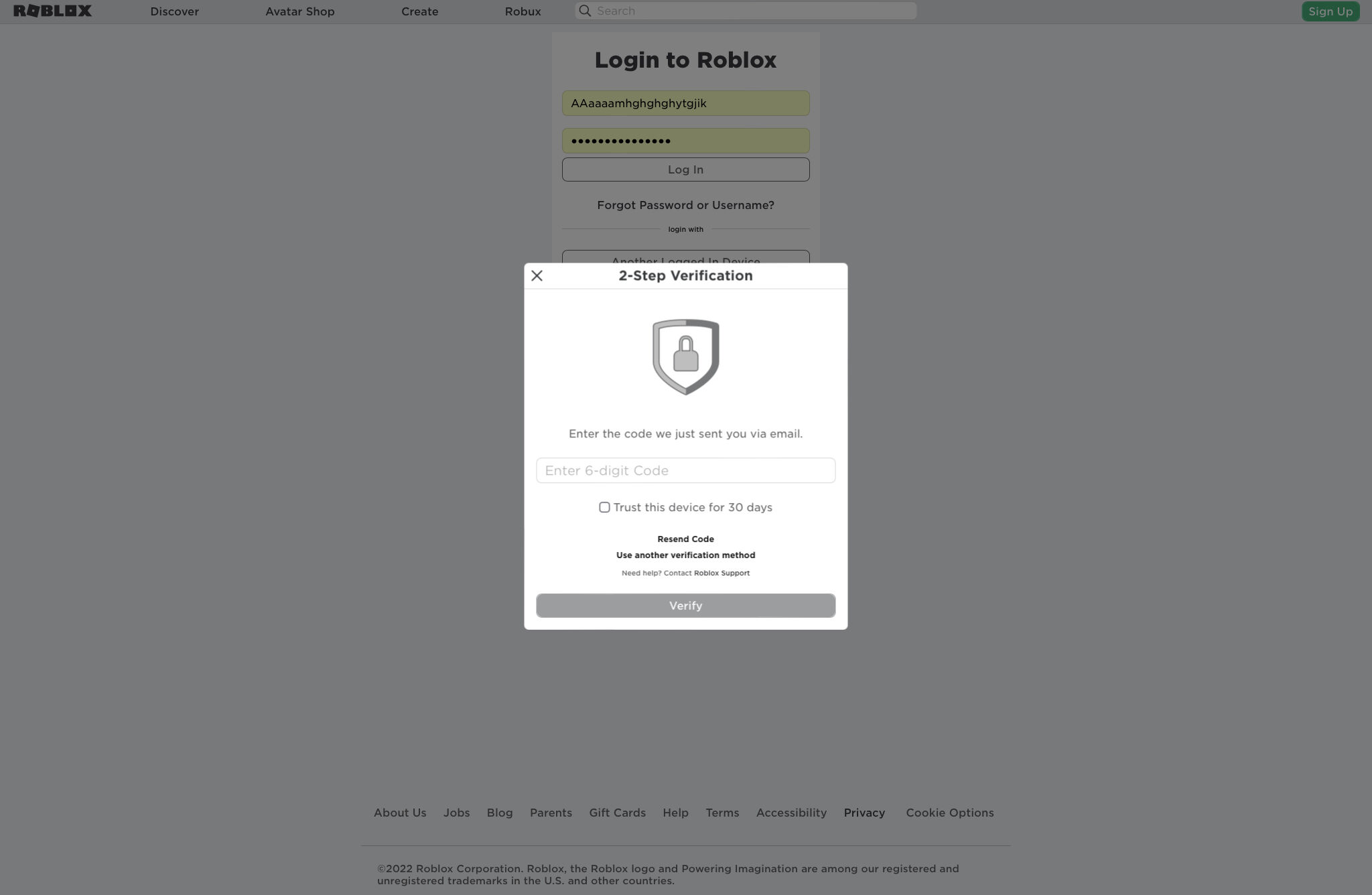 How to enable 2-Step Verification for Roblox