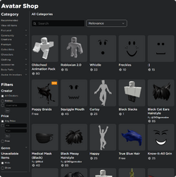 Set Roblox Avatar Shop Surtido. Merchandising