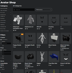 Home - Roblox Catalog - Roblox x + Discover Avatar Shop Create Robux  brolige emaccansto.s Ooo PR