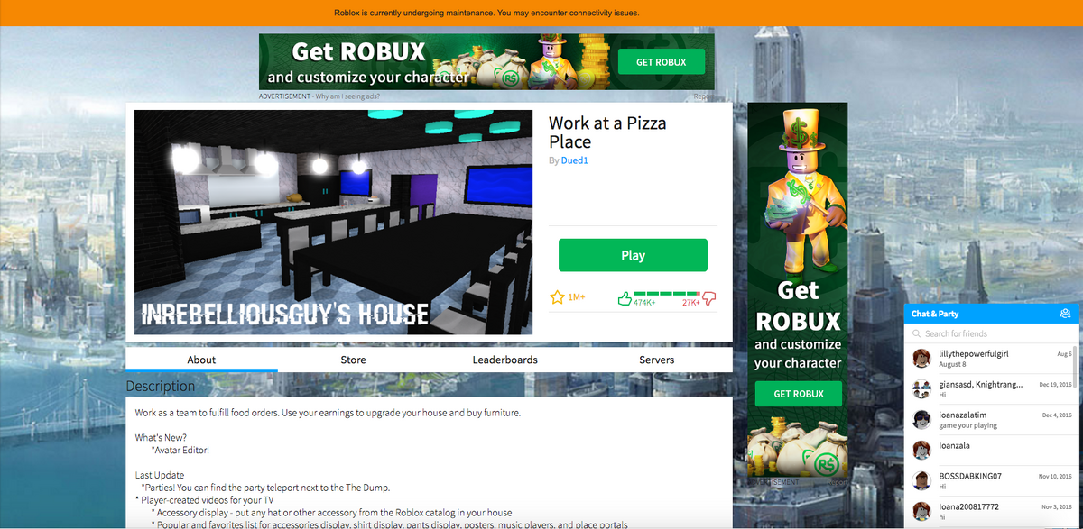 Maintenance, Roblox Wiki