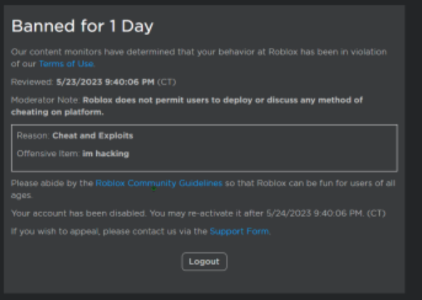 Talk:Account moderation/Archive 2, Roblox Wiki