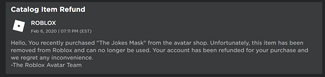 The Jokes Mask RefundMessage