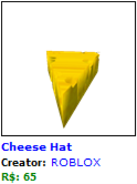 Cheese Hat Roblox Wiki Fandom - roblox cheese hat