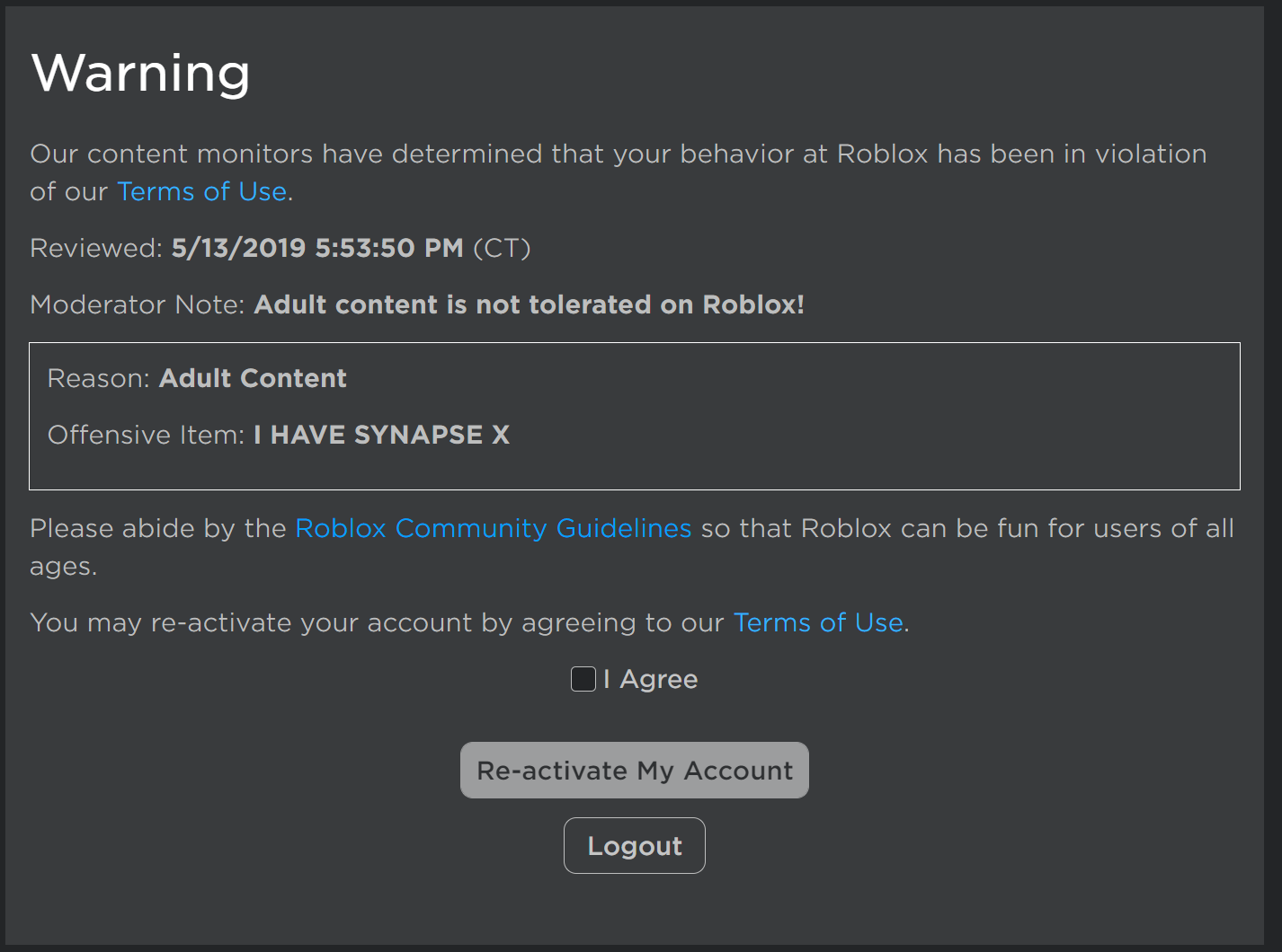 Talk:Account moderation/Archive 2, Roblox Wiki