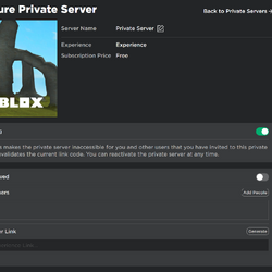Private server, Roblox Wiki