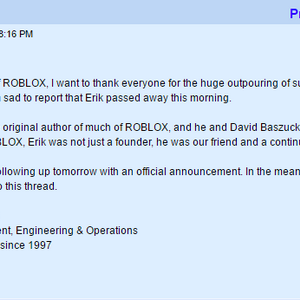 Community Erik Cassel Roblox Wikia Fandom - erik cassel co founder of roblox has died