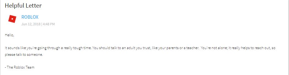 Roblox Suicidal Help Message Roblox Wiki Fandom - roblox suicidal help message