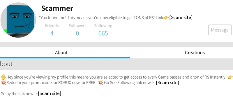 Scam Roblox Wiki Fandom - roblox link bot