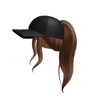 Brown High Pony W Black Baseball Cap Roblox Wiki Fandom - roblox hair going through hat