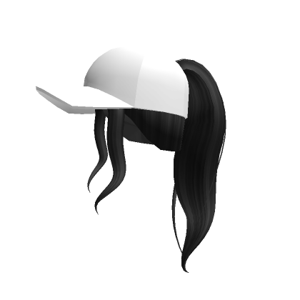 Catalog Black High Pony W White Baseball Cap Roblox Wikia Fandom - black and white roblox hair