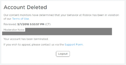 I got my account deleted and the report is in Spanish : r/ROBLOXBans