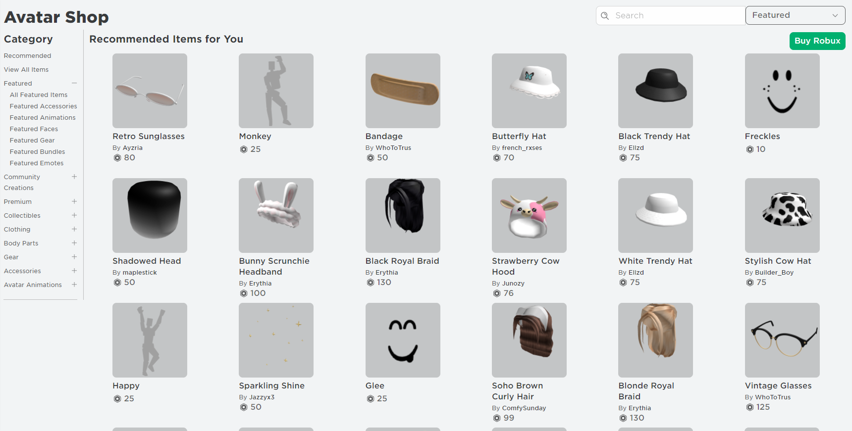 Avatar Shop Roblox Wiki Fandom - roblox catalog no items found