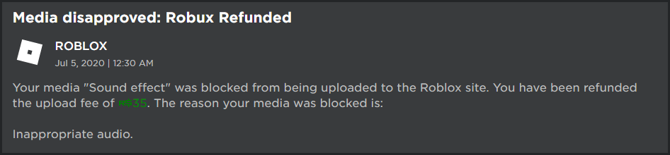 Media Disapproval Messages Still Use The 2013 Robux Icon - Website Bugs -  Developer Forum