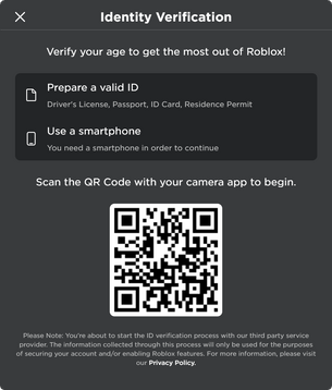 Vérification de l'âge à l'aide de votre ID – Support Roblox