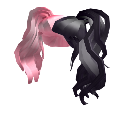 Wavy Layered Ponytail Hair(Pink&Black) - Roblox