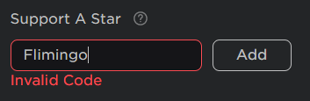 Приклад введення некоректного зіркового коду у новому інтерфейсі.