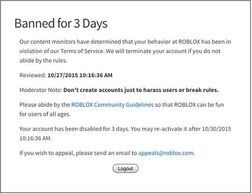 Roblox me baniu! Roblox banned me, Banned From Roblox