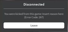 Banimento, Roblox Wiki