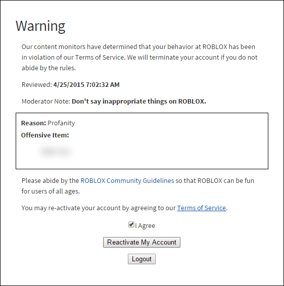 Minha conta do ROBLOX foi banida :(
