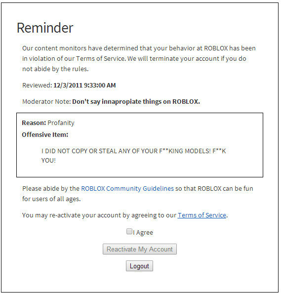 fui banido do roblox por 1 dia? 