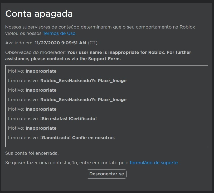 COMO RECUPERAR CONTA BANIDA POR QUEBRA DE REGRAS do ROBLOX 